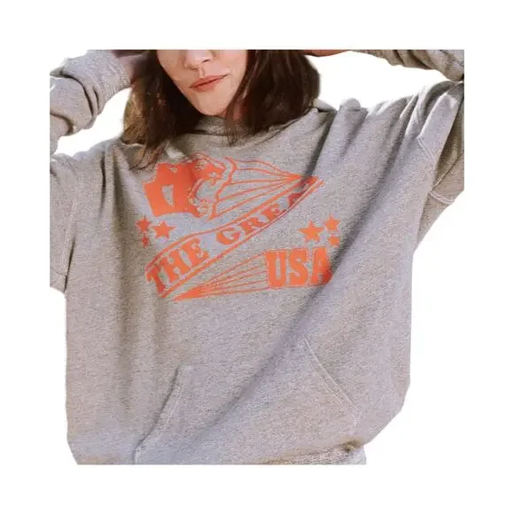 The Great Graphic Gray Gym Hoodie Size 0 - Picture 1 of 4